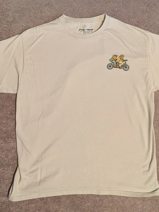 Frog and Toad Men's Cream Graphic Tee - Bicycle Design - Picture 1 of 3
